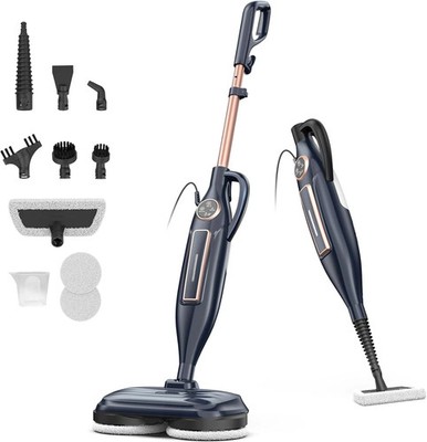 VM6 Scrubbing Steam Mop with Rotating Mop Pads, 10 in 1 Steam Mop, Lightweight