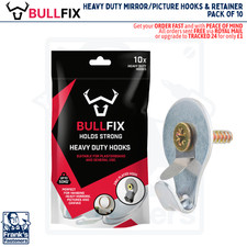 BULLFIX Heavy Duty Mirror / Picture Hooks & Retainers ● Holds 50kg