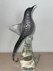 Vintage Murano Glass Formia Black Sickle-Billed Magnificent Bird Of Paradise L/E