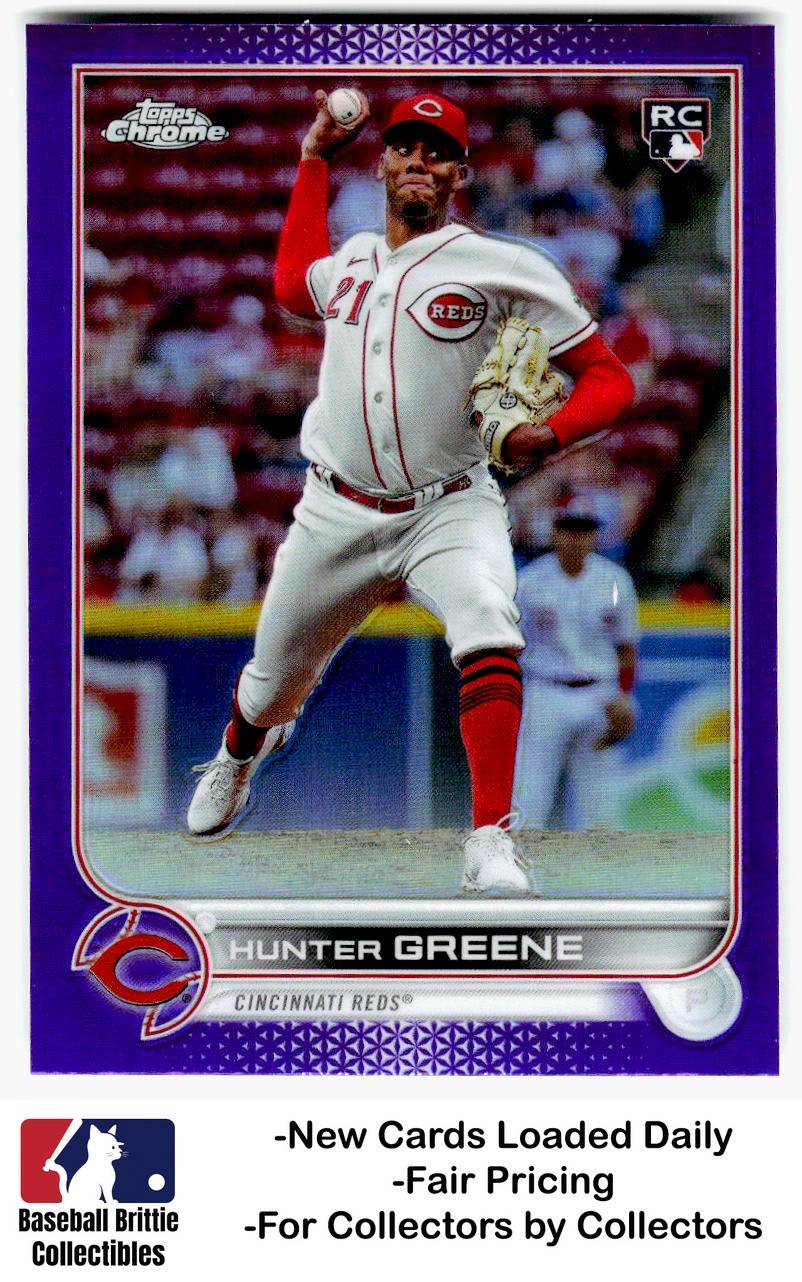 2022 Topps Chrome Hunter Greene Purple Refractor RC Rookie Cincinnati Reds