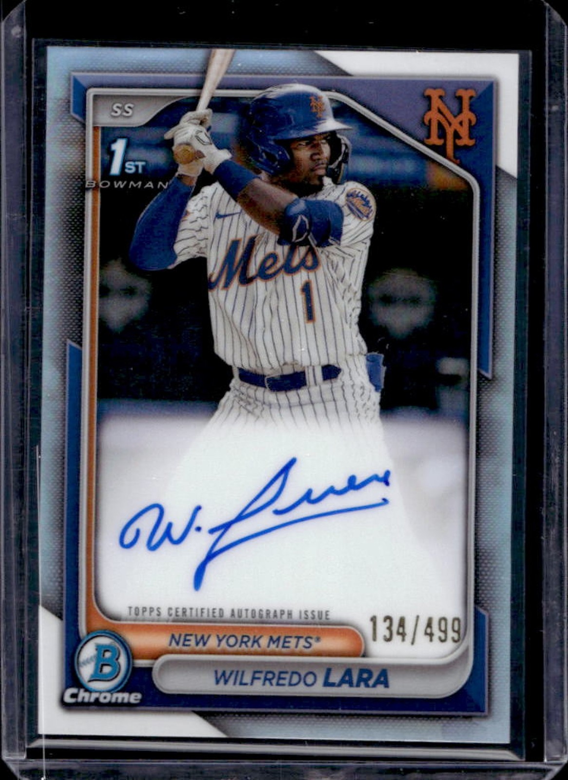 2024 Bowman Chrome Wilfredo Lara Auto Refractor 1st #134/499 Mets