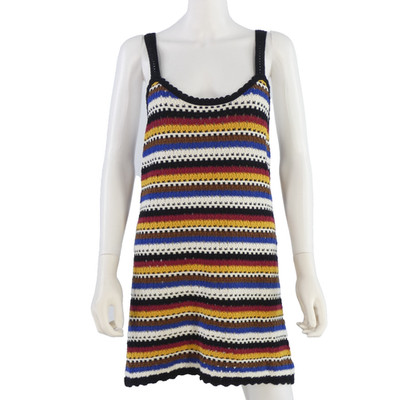Zara Häkelkleid Mini Sommerkleid Strand Cover Up Mehrfarbig Gestreift Gr. M