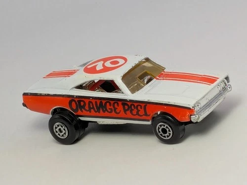 Vintage 1971 Matchbox Superfast 70 Dodge Charger ORANGE PEEL #74 HK Black Base