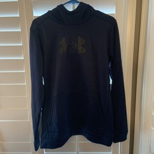 Under Armour Hoodie Youth Boys Size XL Navy Black Loose Fleece Big Logo NWT 40