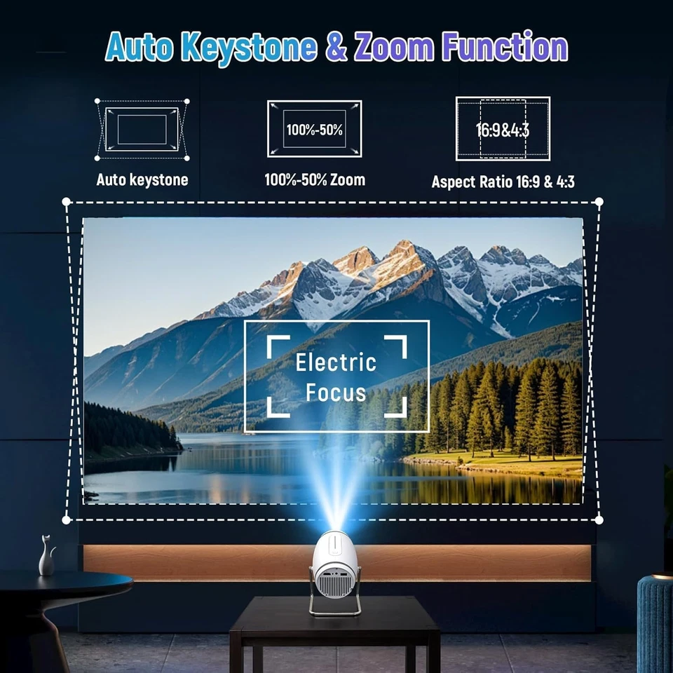 4K Mini Projector 10000 Lumen LED 1080P WiFi Bluetooth UHD Portable Home Theater - Image 3 of 4