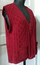 90's ERIKA CO Wine Red Zip Up Acrylic Cardigan Sweater Vest L