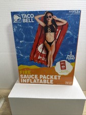Taco Bell Fire Sauce Packet Inflatable Pool Float, Orange/Red 30.1x57.8 New