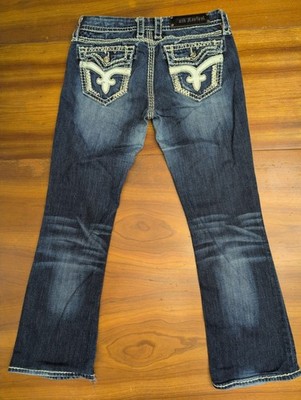 Rock Revival Serena Easy Boot Fit Stretch Jeans Women's 27 Flap Pockets Cowgirl 