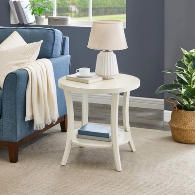 Small End Table Chair Side Accent Round Storage Bedside Nightstand With Shelves