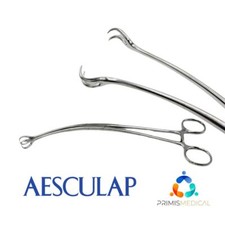 Aesculap FO146 Forceps 2 x 2 Sharp Teeth Curved 9-1/4"