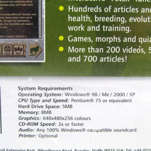 The Multimedia Guide to Dogs. PC CD ROM. Over 250 Dog Varieties. New and Sealed - Picture 3 of 7