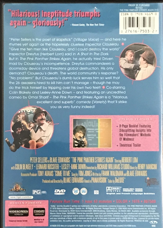Peter Sellers & Pink Panther dvd bundle - Trail Revenge Strikes again Shot Dark - Image 4 of 4