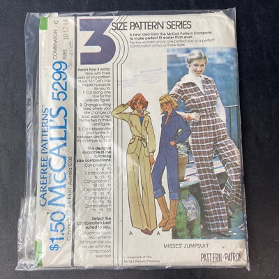 McCalls pattern 5299 Misses Jumpsuit Combination C Size 10-12-14 UNCUT