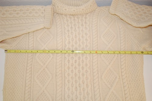 IrisFree Ivory Chunky Wool Sweater Men's XL Cable-knit Irish Pullover - Picture 3 of 10