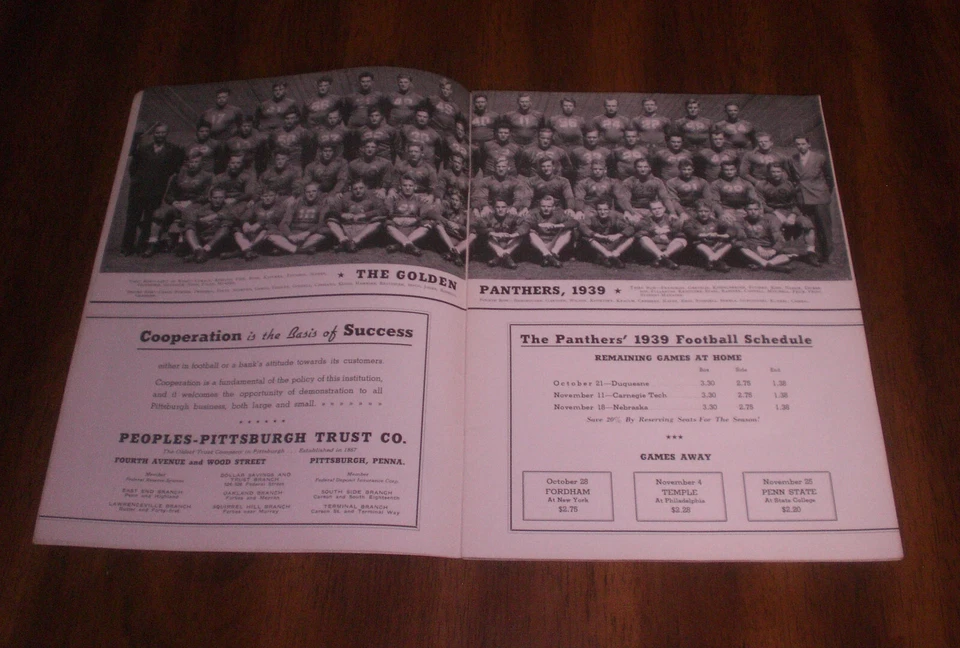 1939 UNIVERSITY OF PITTSBURGH PITT PANTHERS vs DUKE BLUE DEVILS FOOTBALL PROGRAM - Image 3 of 4