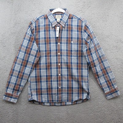 LL Bean Plaid Slightly Fitted Shirt Button Down Mens S Blue Burgundy