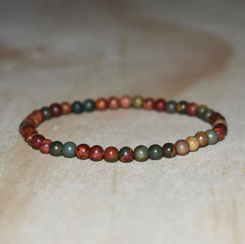 Natural Picasso Jasper 4mm Gemstone Beaded Women Men Healing Reiki Bracelet Gift - Picture 2 of 6