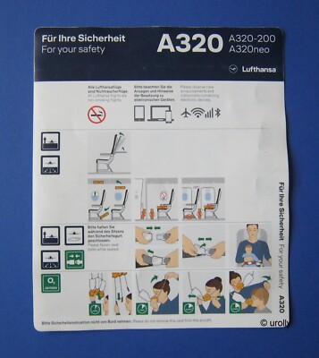 LUFTHANSA LH A320-200 A320neo SAFETY CARD Instructions  07.22 V TN 41300027  V1