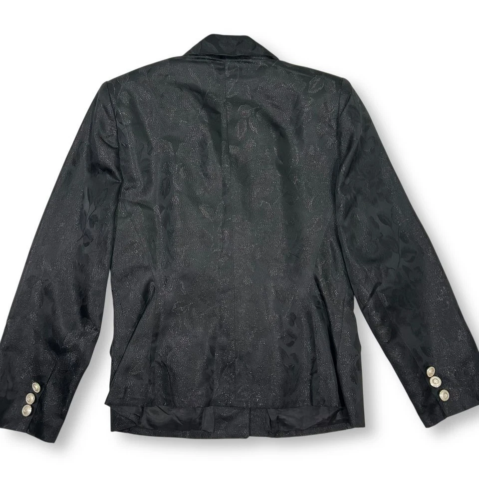 Blazer de jacquard negro con botones dorados Vertigo Paris usado en excelente estado chaqueta formal para mujer L Foto 2 de 4