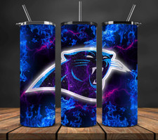 20 oz Carolina Panthers Stainless Steel Tumbler Metal Straw Mystic Vibes