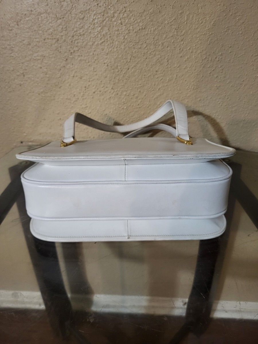 Vintage Old Gucci White Medium Satchel Leather Handbag