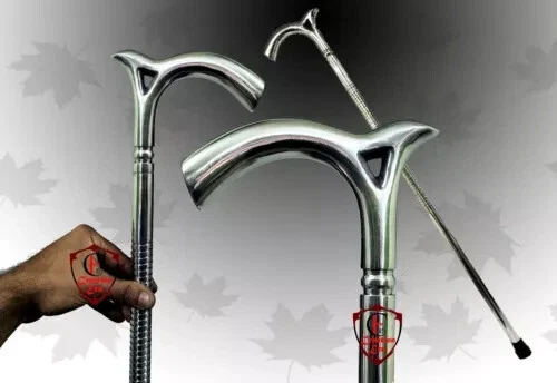 Bastón táctico de aluminio para caminar el notable mango en V hecho a mano regalos de Navidad Foto 3 de 4