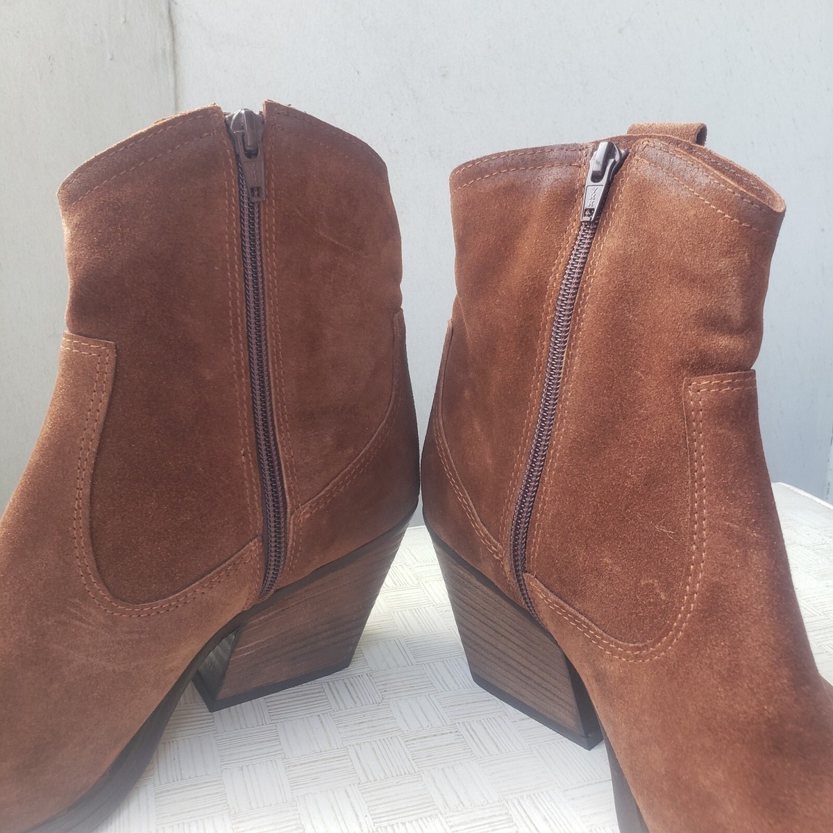 Emanuele‎ Crasto Women\'s Mid Calf Tan Brown Leather Boots Made In Italy Sz 39 Emanuele Crasto Italy Women Sz 8.5 western chestnut suede  main image 4