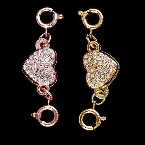 2 Set Jewelry Making Connectors End Clip DIY Rhinestone Heart Magnetic Clasp - Picture 2 of 13