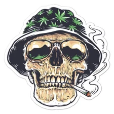 Smoking Skull Marijuana, Vinyl Decal Sticker, Indoor Outdoor, 3 Sizes, #8941