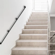 Hand Rail 12FT Banister Wall-Mount Staircase Grab Galvanized Iron Stair Handrail