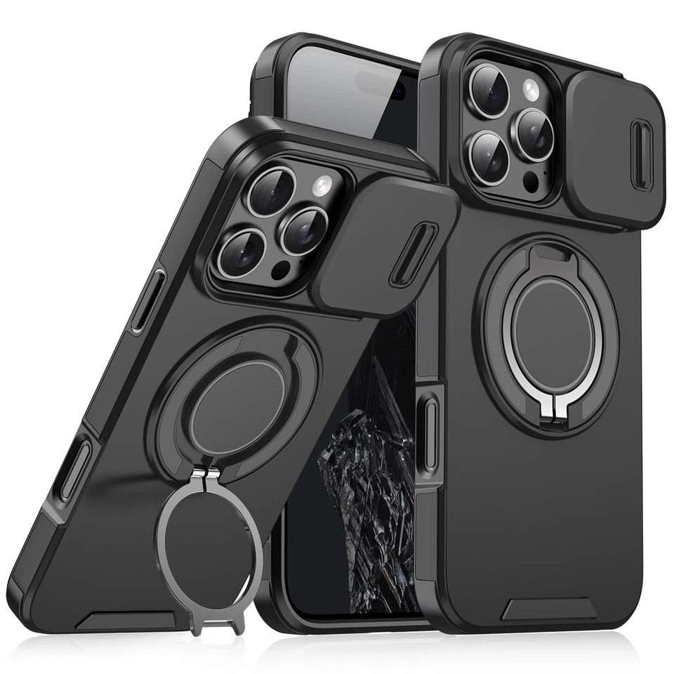 For iPhone 17 Pro Max 16 15 14 13 12 Rugged Magnetic Case with Ring Camera Cover - Image 2 of 4
