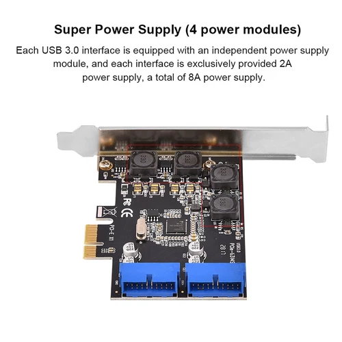USB 3.0 Expansion Card PCIe 2 Port 19Pin Internal Low Profile Adapter