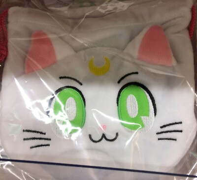 Sailor Moon Face Drawstring Bag Purse Artemis Pouch Bandai New Japan