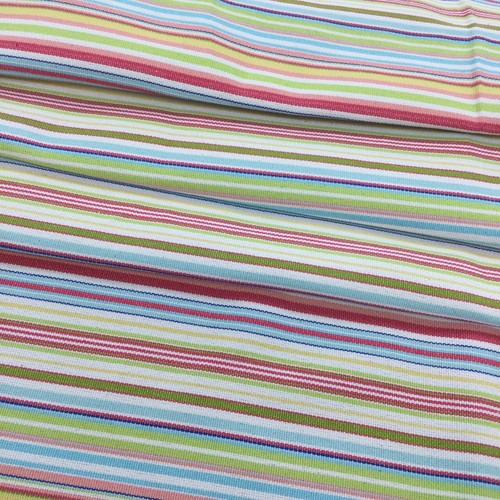 Striped Canvas Fabric in Pink / Lime / Blue / Yellow / White