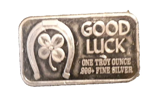 RARE Good Luck Shamrock in Horse Shoe Bar- 1 Troy Oz..999 Silver