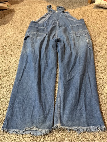 Vintage Key Imperial Work Farm Hipster Trucker Bib Overalls Mens Size 54x30 - Picture 8 of 11