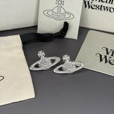 Vivienne Westwood Silver Original Mini Bas Relief Earrings WITH BOX