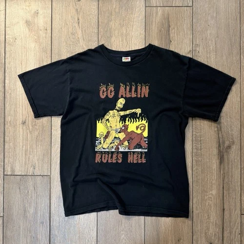 GG Allin Rules Hell Punk Rock Band Tee FOTL Tag Larg Vintage vintage concert t-shirt, vintage, size L, single stitch, B+ condition