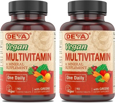 DEVA Vegan Multivitamin & Mineral Supplement with Iron 90 Count (Pack of 2)
