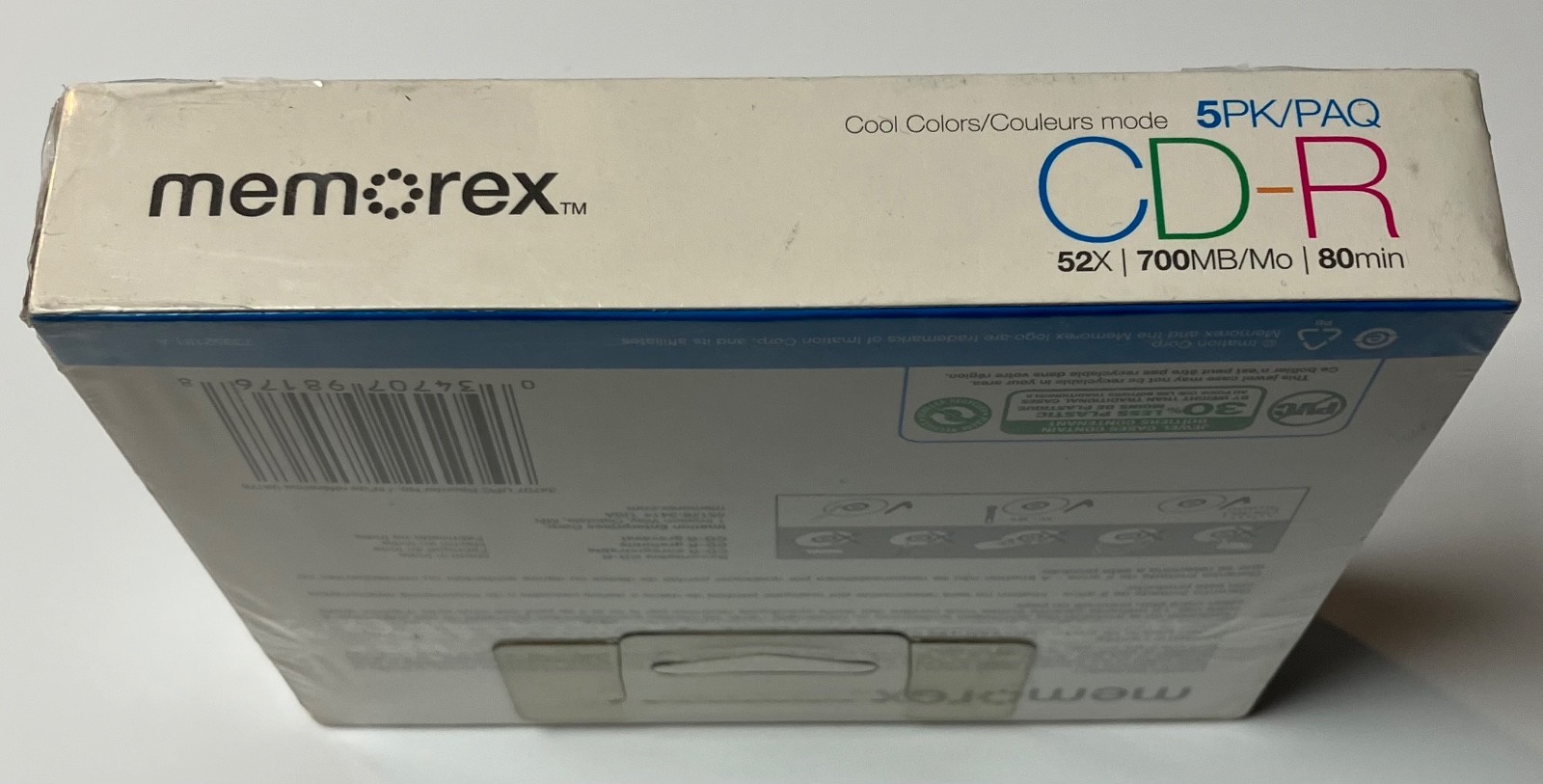 Sealed Memorex Cool Colors CD-R 52X 700MB 80 min (5 Pack) Sealed New Old Stock