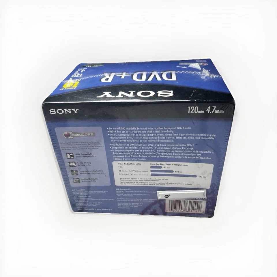 Sony DVD+R 10 Pack Discs W/Cases 120 min 4.7 GB Blank Sealed 1x-16x DPR47SL4 NEW - Image 4 of 4