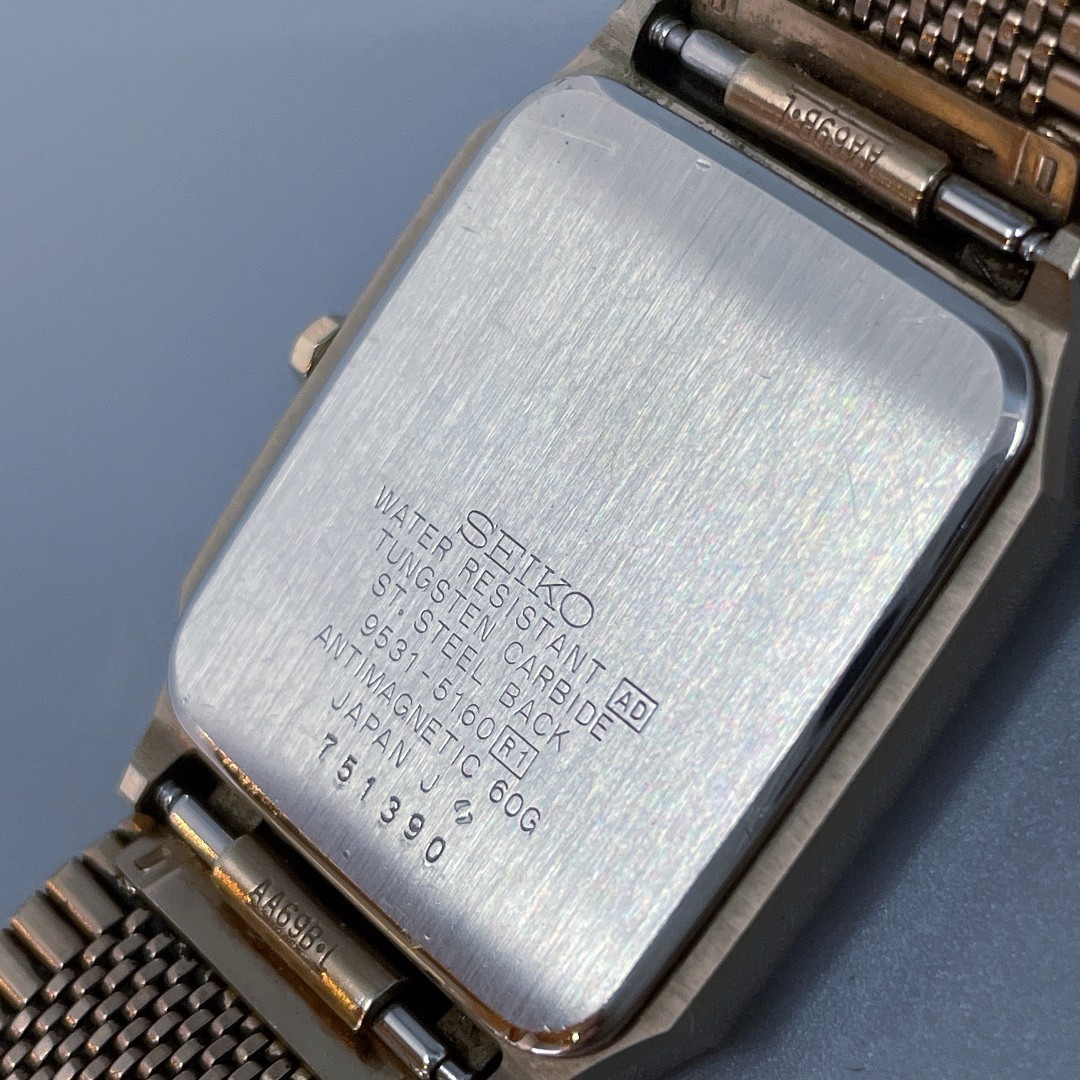 Mint】 Seiko Dolce 9531-5160 Tungsten Gold Square Men's