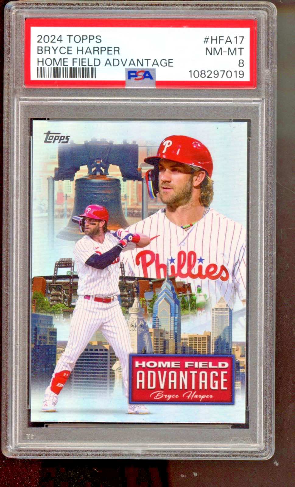 2024 TOPPS HOME FIELD ADVANTAGE #HFA17 BRYCE HARPER PSA MINT 8 Case Hit Phillies
