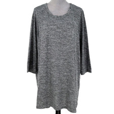 Susan Graver Top Plus Size 3X Gray Stretch Knit Tunic Lightweight Sweater