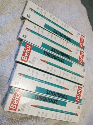 5 boxes NOS Vintage Lot Berol Turquoise Eagle Drawing Pencils 12 EACH BOX (60)