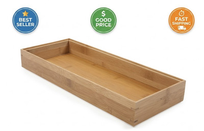 Home DO451 Bamboo Drawer Organizer, 6 x 15 in Natural