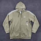 Adidas Essentials Fleece 3 Stripes Full Zip Hoodie Men 2XL Tall Green H12169 NWT