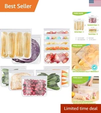 12-Piece Leak-Proof Reusable Storage Bags - Eco-Friendly Gallon & Sandwich Sizes