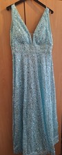 Abendkleid Ballkleid hellblau Gr. XL mit Pailletten