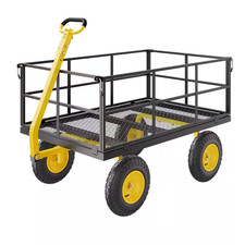 12.8 Cu. Ft. Metal Garden Cart Heavy-Duty 1400 Lbs. Capacity Utility Metal Wagon